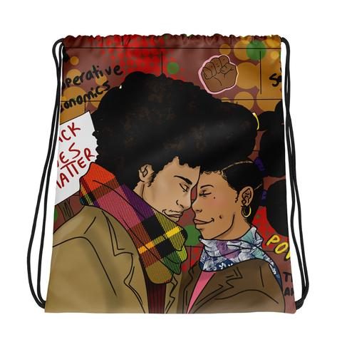 The Akoma BLACK LOVE DRAWSTRING BACKPACK